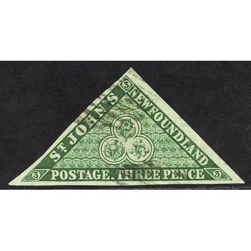 210 - CANADA - NEW BRUNSWICK 1860 3d green triangular, SG 11, three good margins, used. Cat. £190.