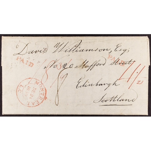 213 - CANADA 1839 TRANSATLANTIC MAIL A letter from Montreal, Lower Canada, to Edinburgh, 23rd December 183... 