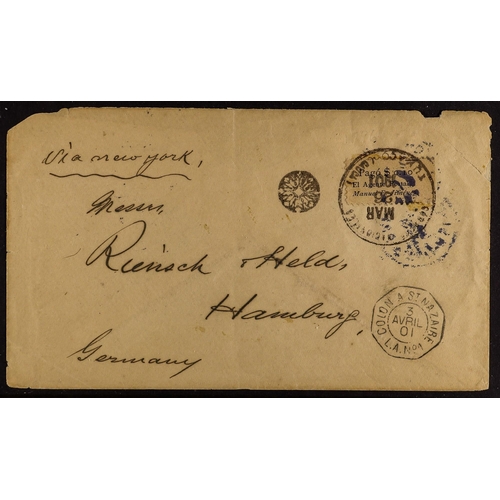 128 - COLOMBIA TUMACO 1901 (Mar 26) cover addressed to Germany, bearing Tumaco local provisional stamp 'Pa... 