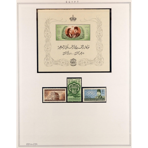 139 - EGYPT 1925-53 MAINLY NEVER HINGED MINT COLLECTION stamps and miniature sheets with a few earlier iss... 