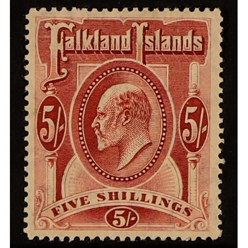 144 - FALKLAND IS. 1904 5s red, SG 50, very fine mint. Cat. £225.