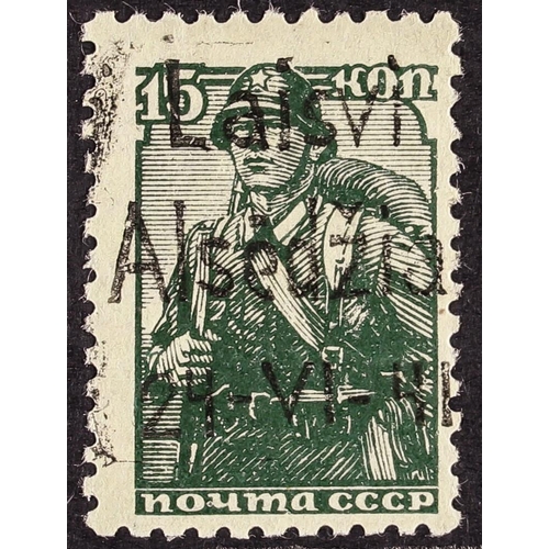 174 - GERMAN OCCUPATIONS ALSEDZIAI (ALSEDSCHEN) 1941 local overprint first issue 15k deep grey-green, Mich... 