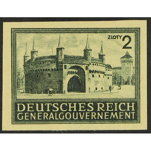 178 - GERMAN OCCUPATIONS GENERAL GOVERNEMENT 1943-44 2z blackish grey-green Cracow Barbican IMPERF PROOF p... 