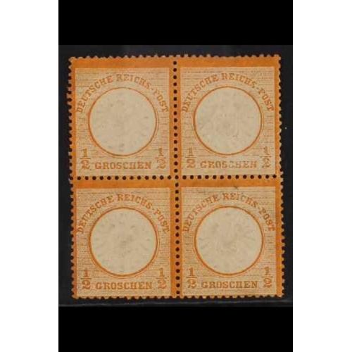 185 - GERMANY 1872 ½g orange large Eagle, Michel 18, SG 18, never hinged mint block of four. Cat. 720 as ... 