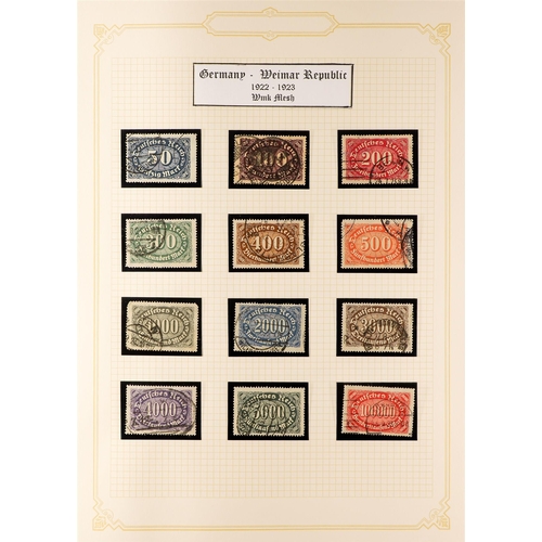 187 - GERMANY 1919-1923 USED COLLECTION incl. 1920-21 opts on Bavaria set, 1920-21 Germania set, plus 60pf... 