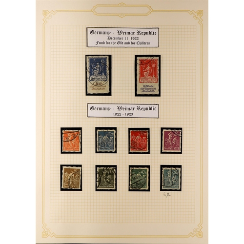 187 - GERMANY 1919-1923 USED COLLECTION incl. 1920-21 opts on Bavaria set, 1920-21 Germania set, plus 60pf... 