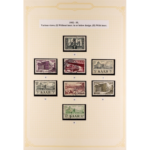 190 - GERMAN ALLIED ZONES SAAR 1947-1956 used collection incl. 1947 set, 1947 surcharges set, 1948 Defins ... 