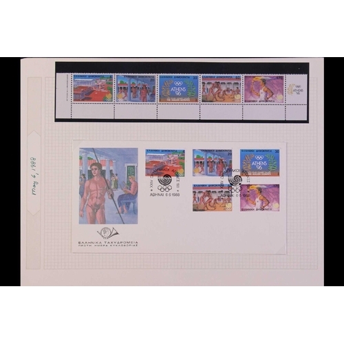 201 - GREECE 1954-98 SPORT STAMPS COLLECTION. with never hinged mint sets and miniature sheets, plus cover... 