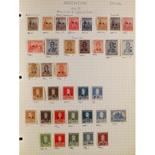 28 - ARGENTINA 1860's-1980's INTERESTING ACCUMULATION on leaves & stock pages in a thick binder, mint & u... 