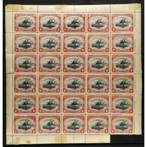 361 - PAPUA 1901-05 LAKATOI 1d black and carmine, watermark horizontal, SG 2, a full mint sheet of 30, som... 