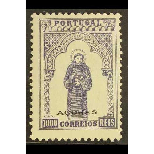 372 - PORTUGUESE COLONIES AZORES 1895 1000r violet & green, Afinsa 87, very fine mint. Cat. 390.