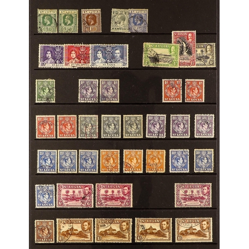 396 - ST LUCIA 1864-1973 USED ISSUES incl. 1864 perf.12½ 1s, 1881 2½d and 1882-84 ½d & 4d, KGVI range to £... 