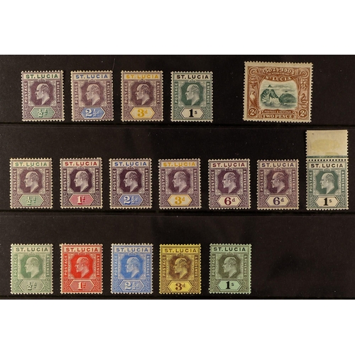 397 - ST LUCIA 1902-1910 range incl. 1902-03 values less 1d to 1s, 1902 2d Columbus, 1904-10 complete to 1... 