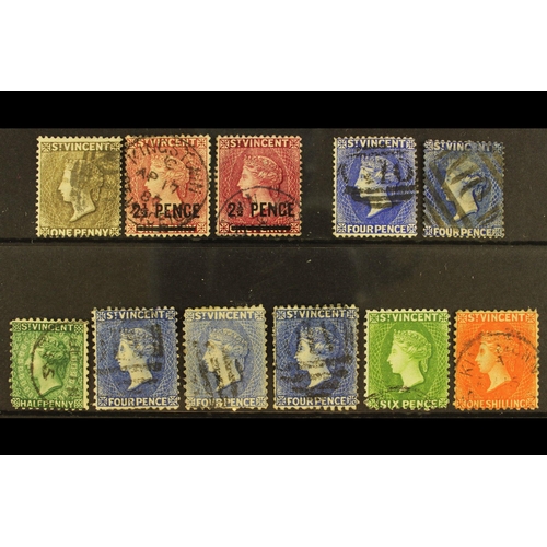 400 - ST VINCENT 1882-84 a used group incl. 1882-83 set with 1d drab, 2½d on 1d shades 4d ultramarine reve... 