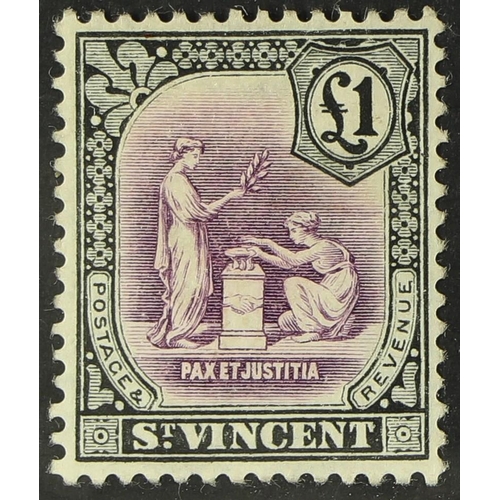 401 - ST VINCENT 1913-17 £1 mauve and black, SG 120, fine mint. Cat. £120.