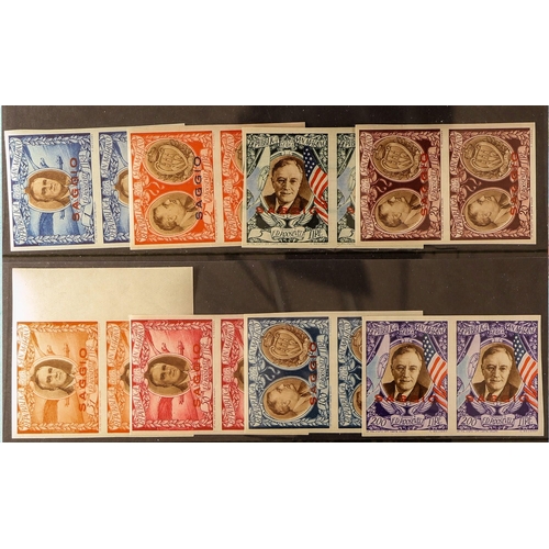 404 - SAN MARINO 1947 AIR Roosevelt Commemoration complete set (as Sassone A61/68, SG 336j/q), IMPERF PAIR... 