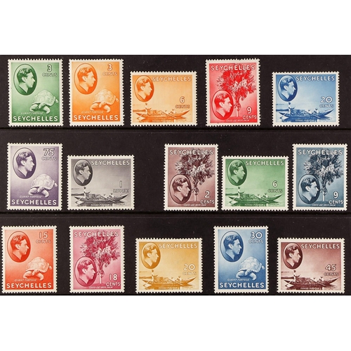 415 - SEYCHELLES 1938-49 mint range incl. chalky paper to 75c and 1r, plus ordinary paper range to 45c. St... 