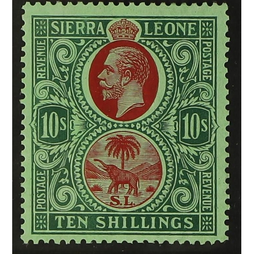 417 - SIERRA LEONE 1921-27 10s red & green on green, SG 146, fine mint. Cat. £170.