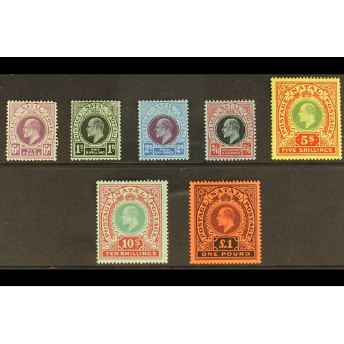 431 - SOUTH AFRICA -COLS & REPS NATAL 1908-09 set, SG 165/171, very fine mint. Cat. £550. (7 stamps)