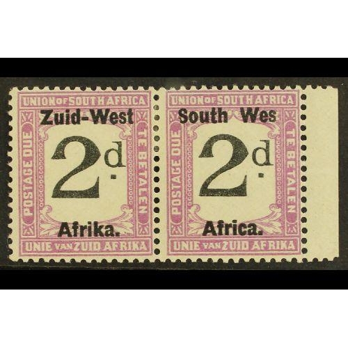 449 - SOUTH WEST AFRICA POSTAGE DUE 1923 2d black and violet pair with 