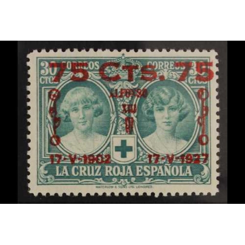 455 - SPAIN 1927 25th Anniversary of Coronation 75c on 30c green (Edifil 381, Mi 344, Sc B40, SG 438), nev... 