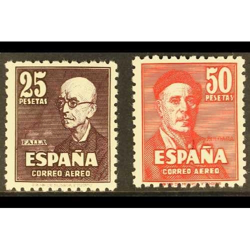 458 - SPAIN 1947 Air Falla & Zuloaga set with 'A000,000' (SPECIMEN) control figures on back, Edifil 1015N/... 