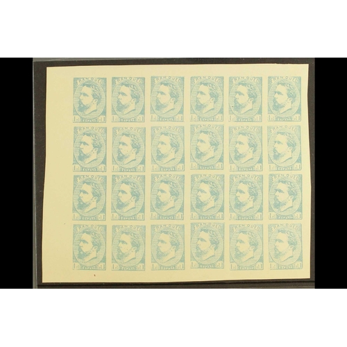 460 - SPAIN CARLIST ISSUES 1873 BASQUE REGION 1r pale blue (reprint) imperf block of 20, as Edifil 156a, S... 