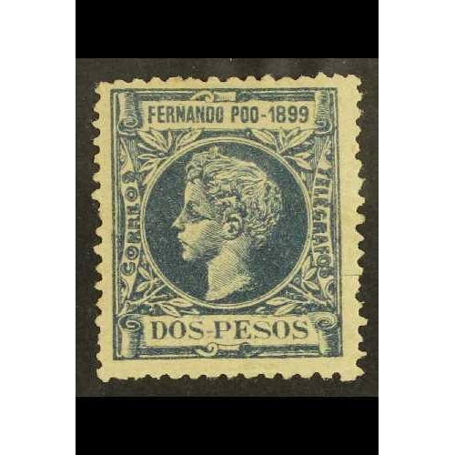 461 - SPANISH COLONIES FERNANDO PO 1899 2p indigo top value, SG 85, mint, tiny tear at right. Cat. £450.