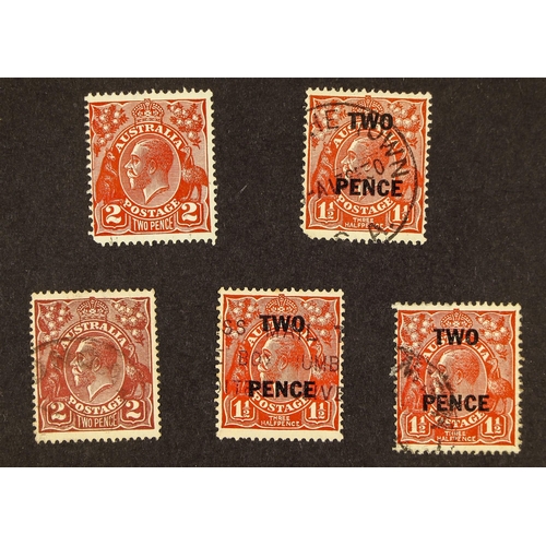 55 - AUSTRALIA KGV HEADS used range in packets including various colours and shades to 4d along with 1930... 