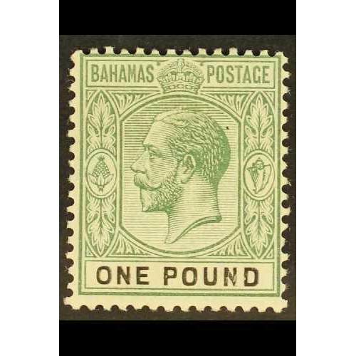 65 - BAHAMAS 1912-19 £1 dull green & black, SG 89, fine mint. Cat. £200.