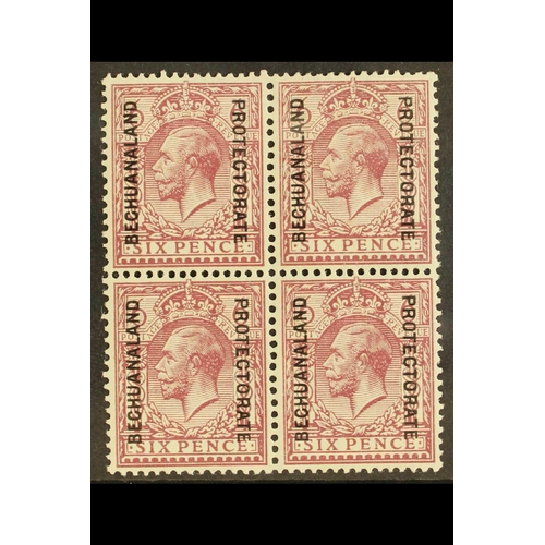 76 - BECHUANALAND 1925-27 6d purple overprint ordinary paper, SG 97, very fine mint block of four with th... 