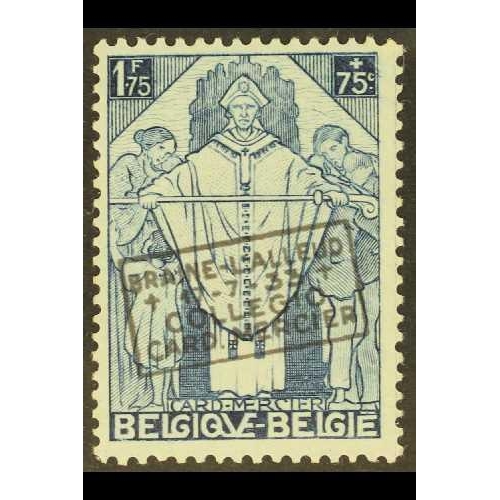 82 - BELGIUM 1933 1.75f+75c blue Cardinal Mercier Memorial Fund with boxed 