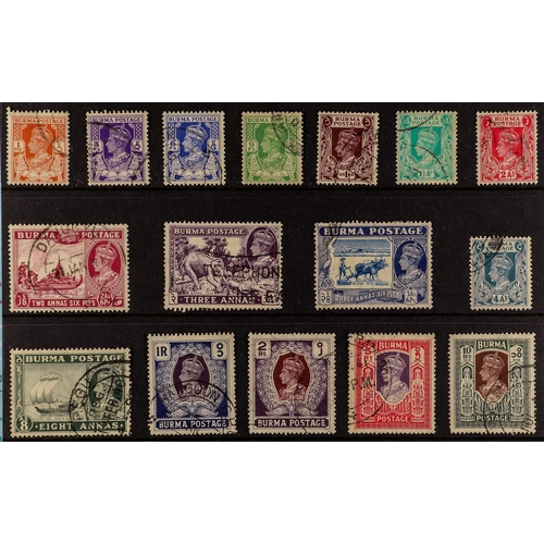 99 - BURMA 1938-40 set, SG 18b/33, fine used. Cat. £190. (16 stamps).