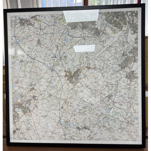 1 - ORDNANCE SURVEY MAP OF KNUTSFORD AND SURROUNDING AREA from 1970's, framed and glazed, buyer collect.