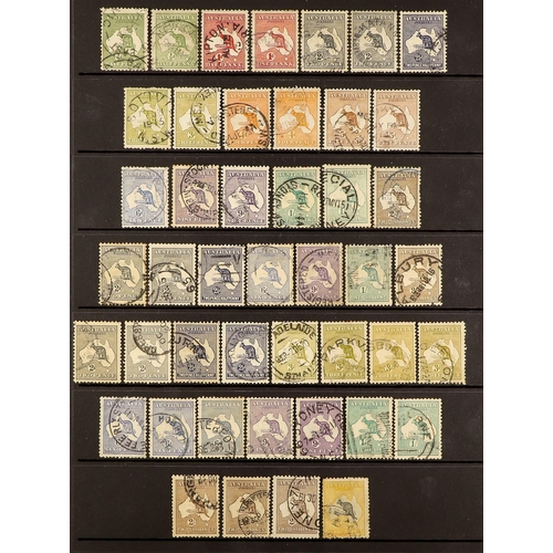 110 - AUSTRALIA 1913-1945 USED KANGAROO ISSUE with different shades and die types incl. 1913-14 values to ... 