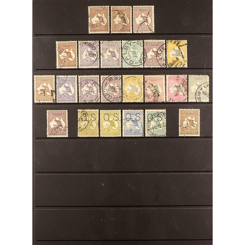 110 - AUSTRALIA 1913-1945 USED KANGAROO ISSUE with different shades and die types incl. 1913-14 values to ... 