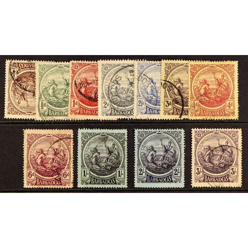 129 - BARBADOS 1916-18 set, SG 181/191 used, the ¼d with inverted watermark. (11)