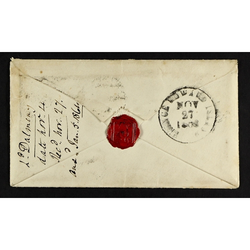 150 - CANADA - PRINCE EDWARD IS 1863 (Nov) a neat envelope bearing a good Great Britain 1862-64 1s green, ... 