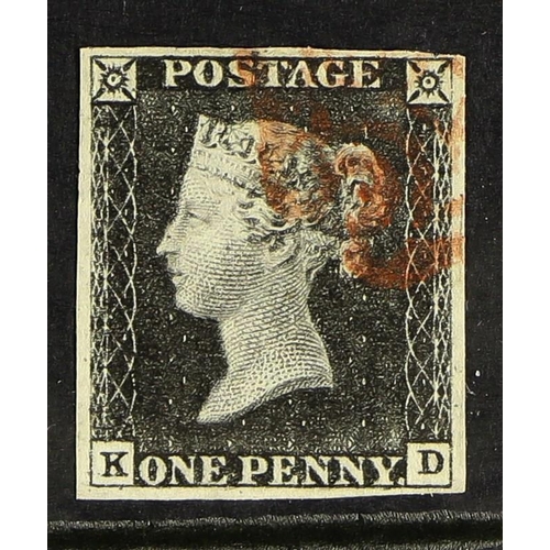 510 - GB.PENNY BLACKS 1840 1d black, plate 1b lettered 