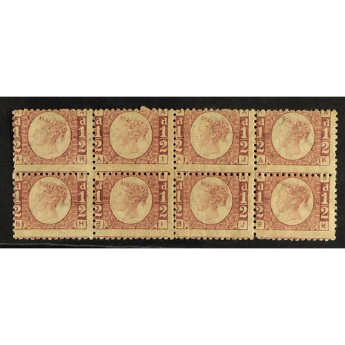 602 - GB.QUEEN VICTORIA 1870-79 ½d rose, plate 19, mint horizontal block of eight, some usual gum cracking... 