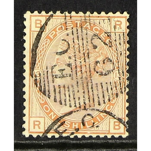 604 - GB.QUEEN VICTORIA 1873-80 1s orange-brown Plate 13, SG 151, neatly cancelled. Cat. £550.