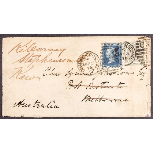 605 - GB.QUEEN VICTORIA 1878 8D RATE COVER TO AUSTRALIA - TAMPERED WITH ! (March) envelope from London to ... 