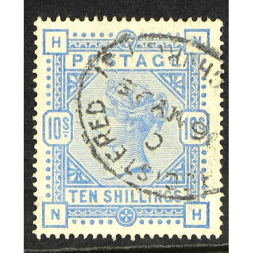 608 - GB.QUEEN VICTORIA 1883-84 10s ultramarine, SG 183, with neat oval Registered datestamp. Cat. £525.