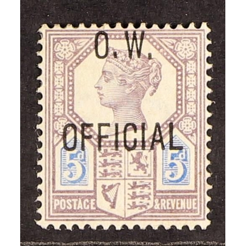 629 - GB.QUEEN VICTORIA OFFICIALS - OFFICE OF WORKS 1896-1902 5d dull purple and blue, SG O34, fine mint, ... 