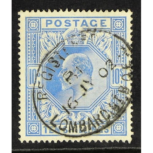 638 - GB.EDWARD VII 1902-10 10s ultramarine, SG 265, neat 1902 oval Registered datestamp. Cat. £500