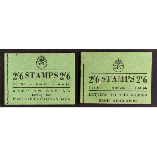 657 - GB.GEORGE VI 1945 - 1946 BOOKLETS. 2 booklets from  Feb 1945 (reversed wmk) and Feb 1946. Stitching ... 