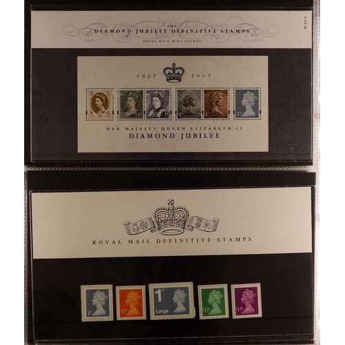 703 - GB.ELIZABETH II MACHIN & REGIONAL PRESENTATION PACKS collection in two Royal Mail albums, with value... 