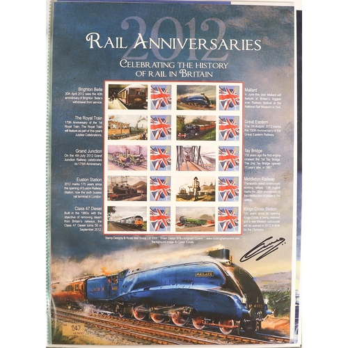 728 - GB.ELIZABETH II SMILER SHEETS WITH RAILWAY FOCUS. Mainly Benham and Buckingham sheets together with ... 