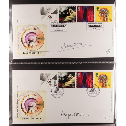 747 - GB.FIRST DAY COVERS 1999 CERTIFIED SIGNED COVERS COLLECTION in an album, from the Tales series, incl... 