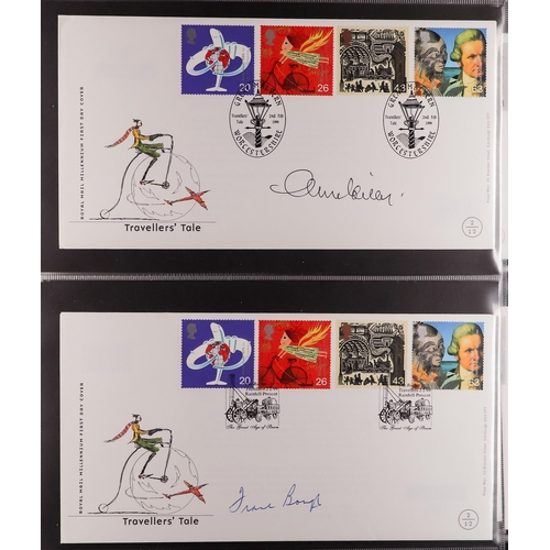 747 - GB.FIRST DAY COVERS 1999 CERTIFIED SIGNED COVERS COLLECTION in an album, from the Tales series, incl... 